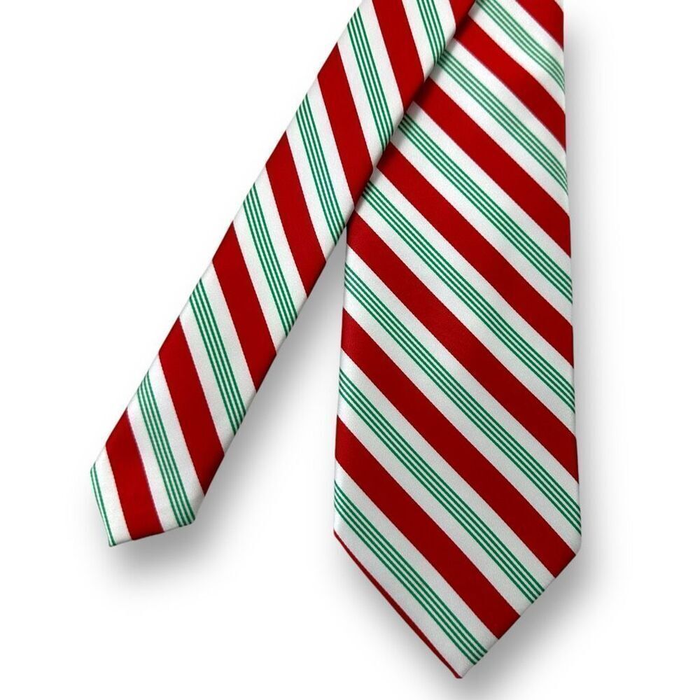 Holidays Candy‎ Cane Stripe Neck Tie White Red Green Christmas Novelty Party